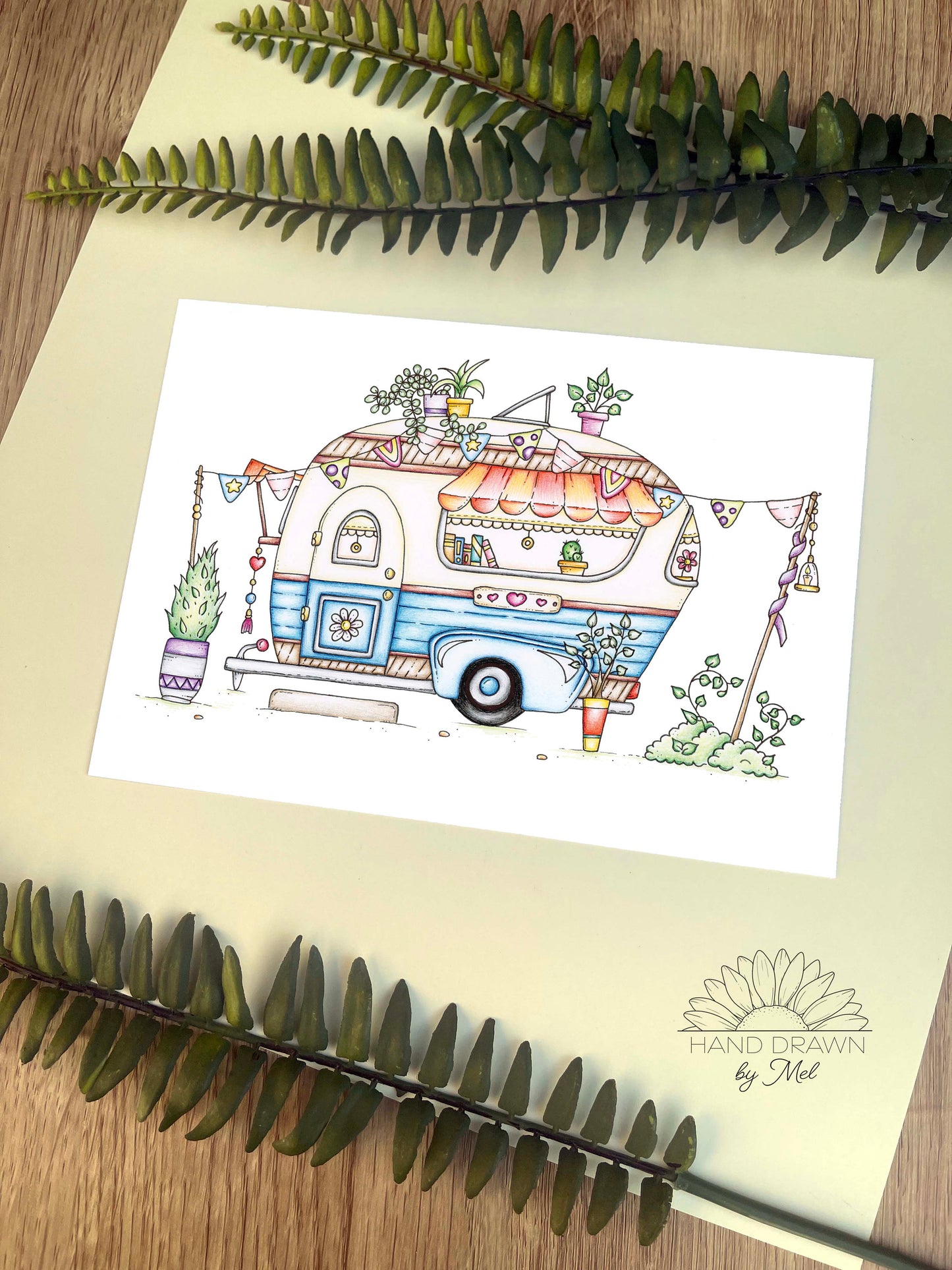 Cute Caravan Home A5 Print. Wall Art.