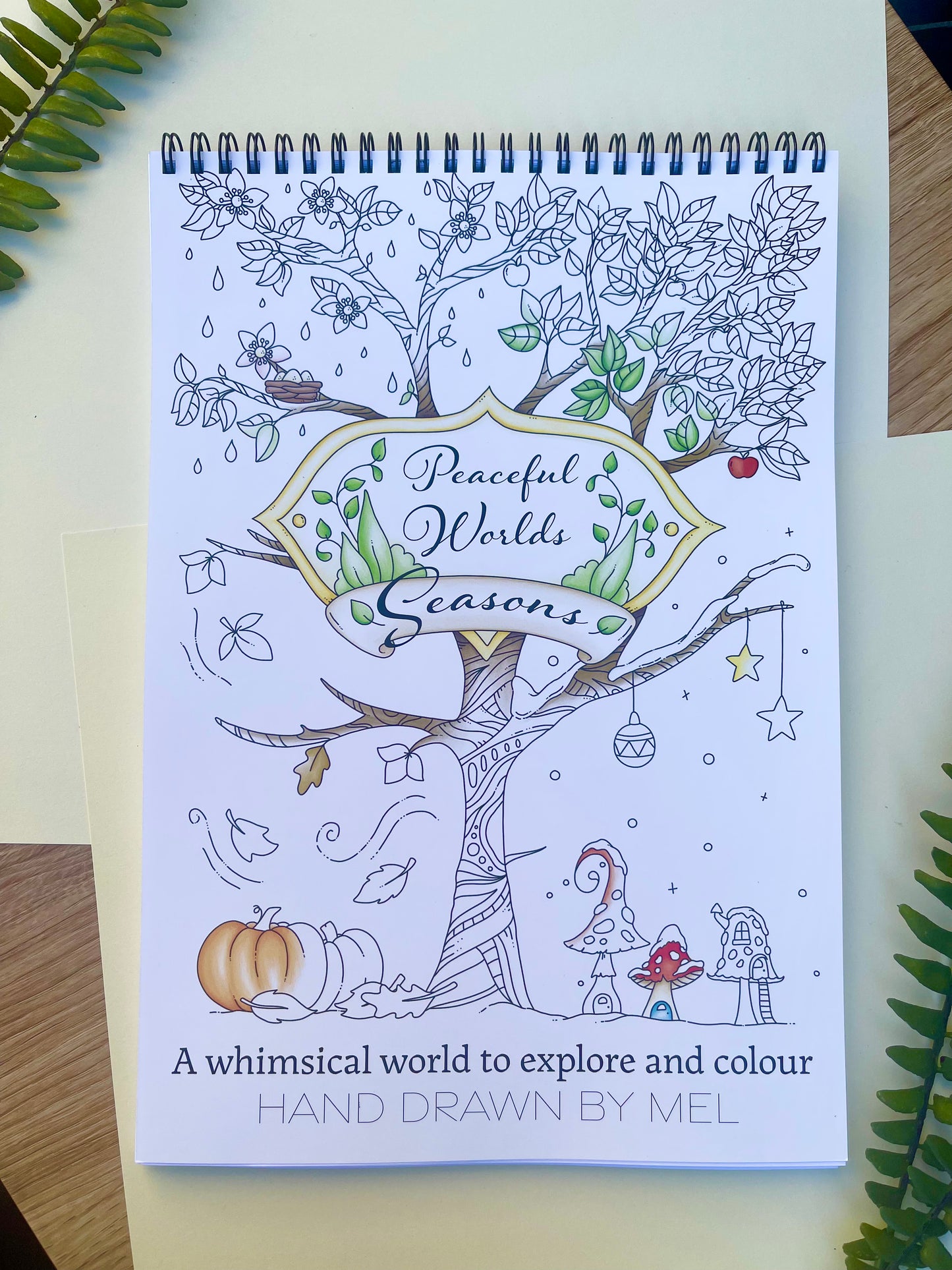 Peaceful Worlds - Seasons. Colouring Book for adults