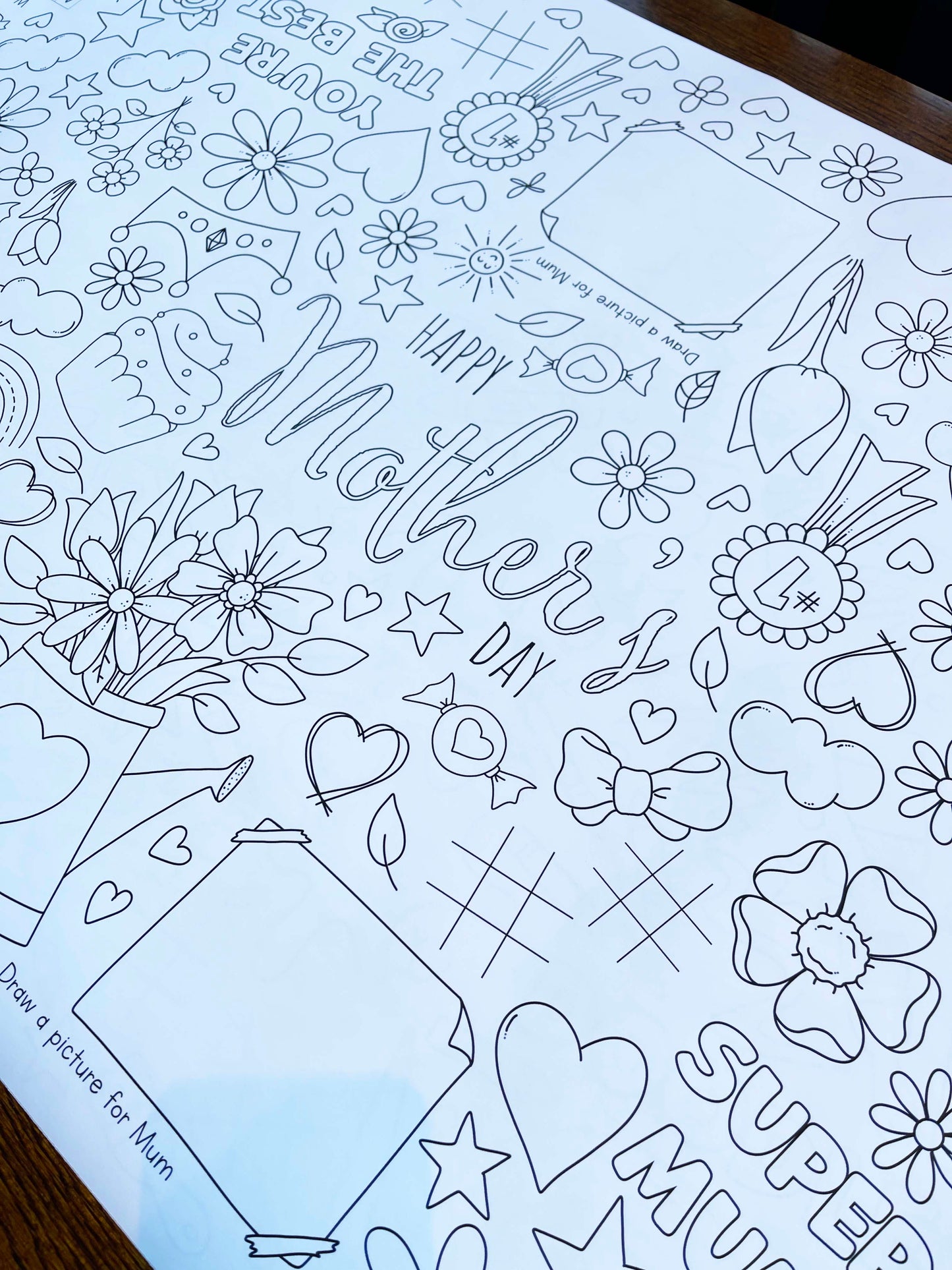 1.8m Mothers Day EXTRA LARGE table length colouring sheet, activity and colouring sheet. 6ft! Festive holiday fun! POSTED IN A TUBE