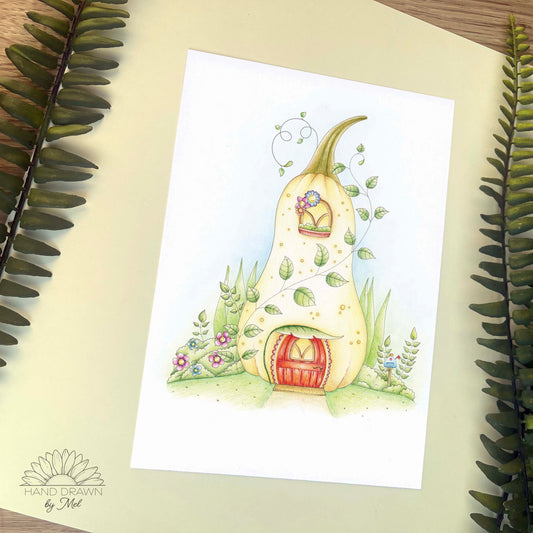 The Squash House miniature home A5 Art Print. Wall Art