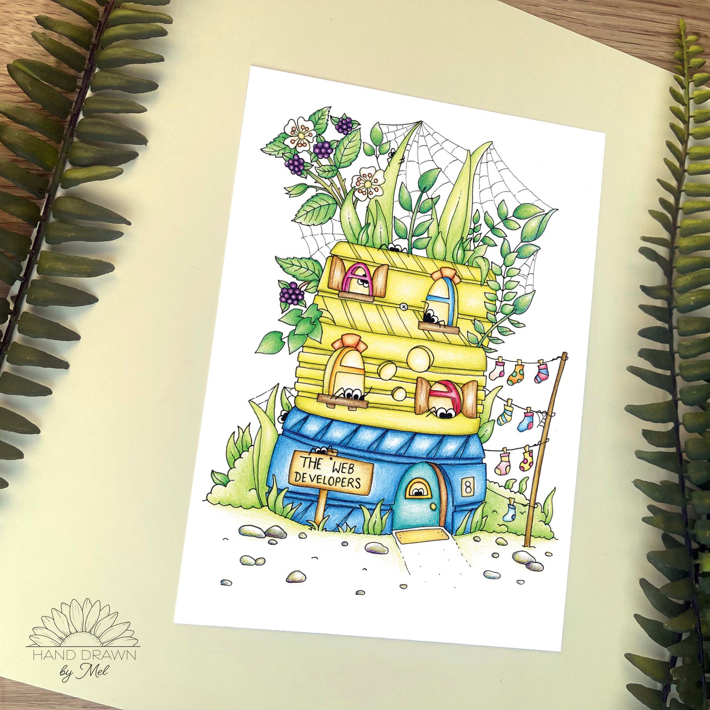 The 'Web Developers' miniature home A5 Art Print. Wall Art