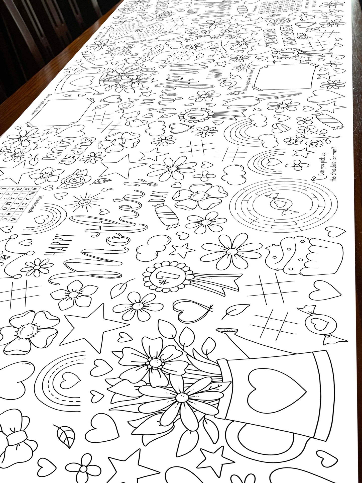 1.8m Mothers Day EXTRA LARGE table length colouring sheet, activity and colouring sheet. 6ft! Festive holiday fun! POSTED IN A TUBE