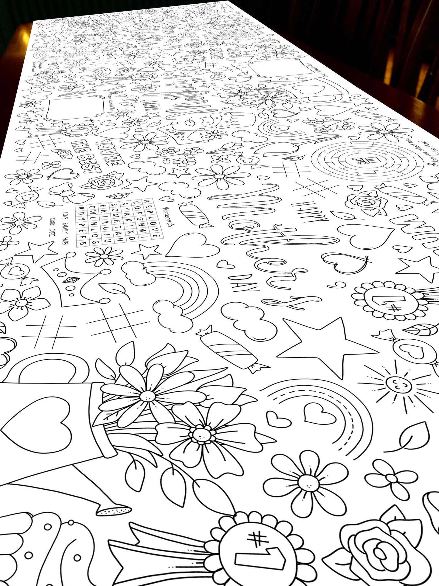 1.8m Mothers Day EXTRA LARGE table length colouring sheet, activity and colouring sheet. 6ft! Festive holiday fun! POSTED IN A TUBE